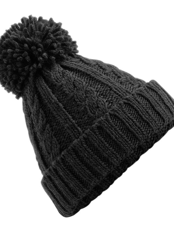 Black Cable knit melange beanie