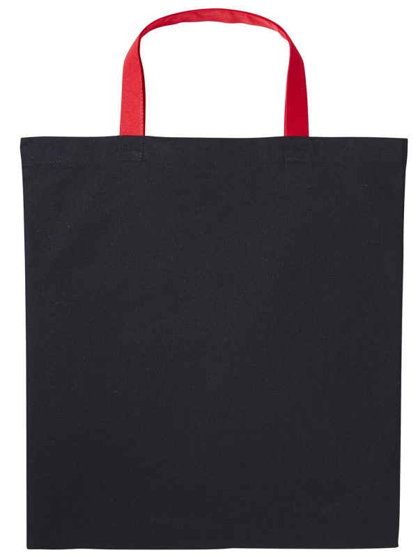 Black/Fire Red Varsity cotton shopper short handle