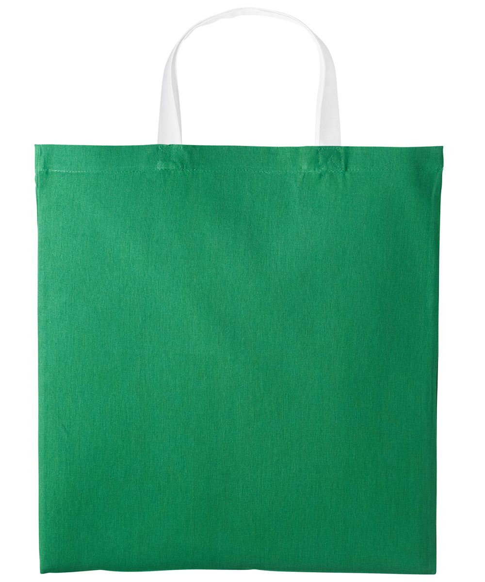 Kelly Green/White Varsity cotton shopper short handle