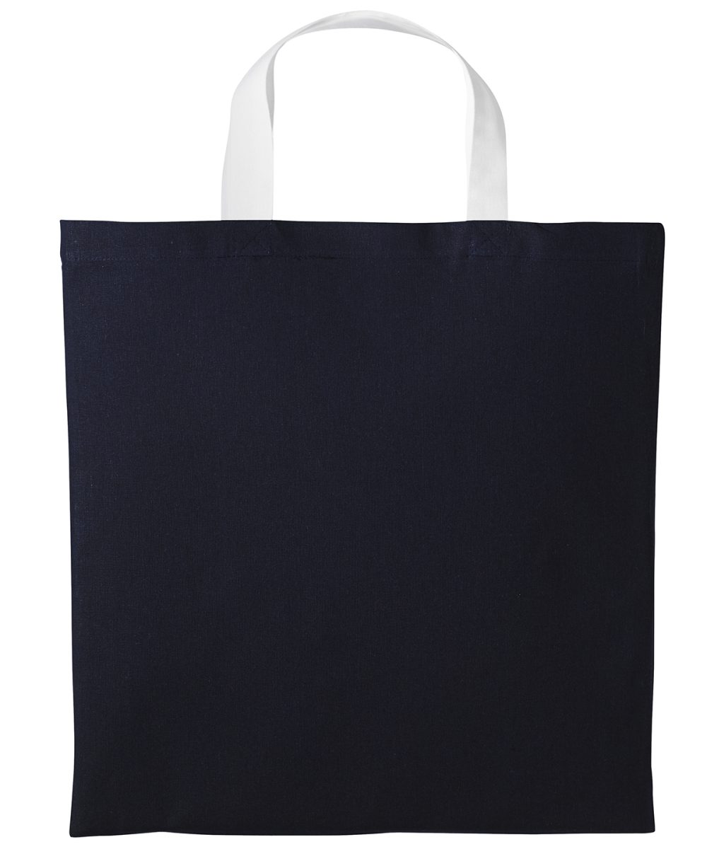 Oxford Navy/White Varsity cotton shopper short handle