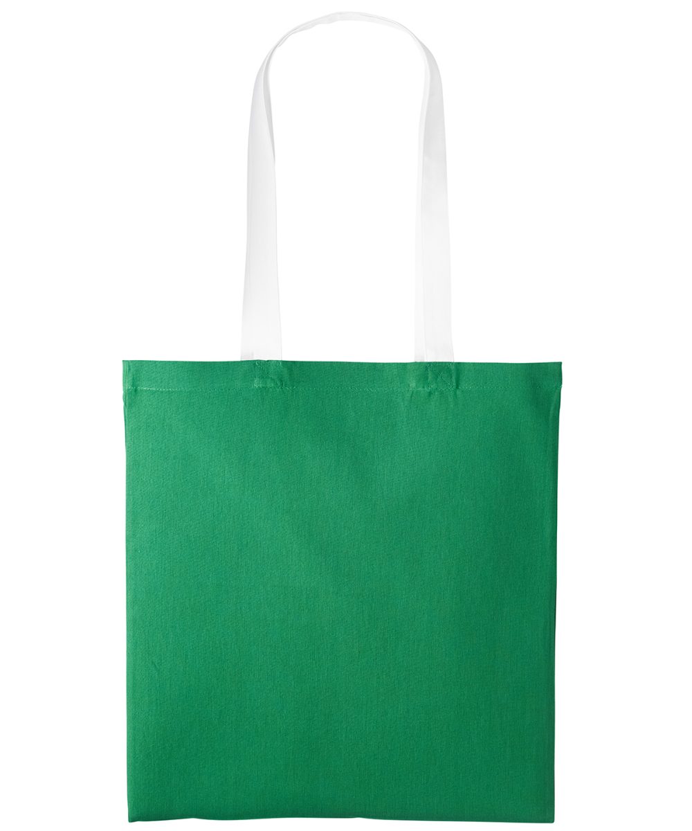 Kelly Green/White Varsity cotton shopper long handle