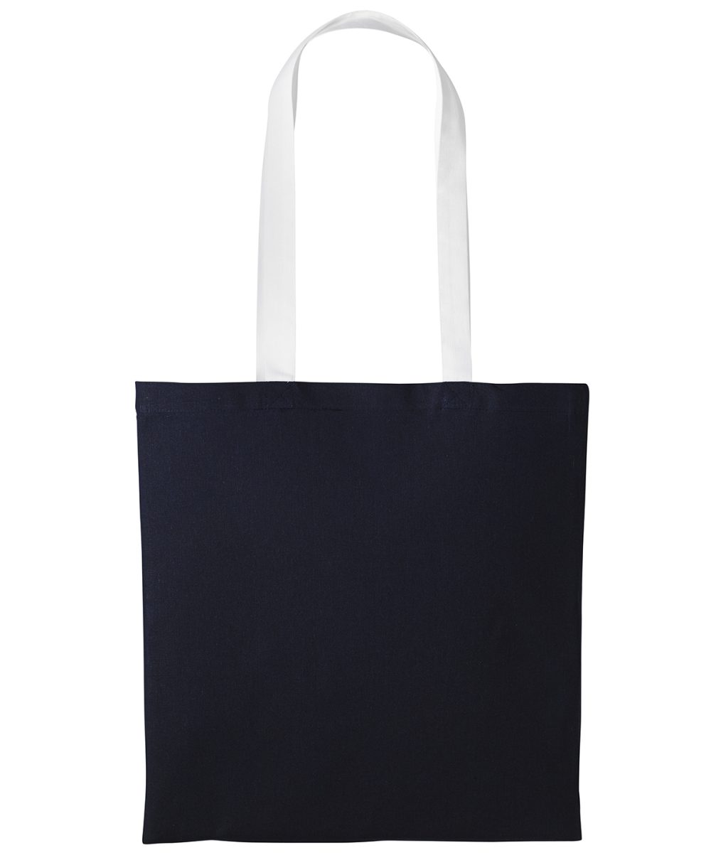 Oxford Navy/White Varsity cotton shopper long handle