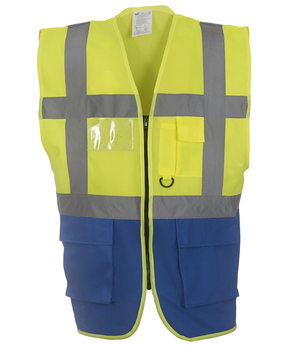 Yellow/Royal Blue Multifunctional executive hi-vis waistcoat (HVW801)