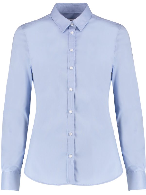 Light Blue Women's stretch Oxford shirt long-sleeved (tailored fit)