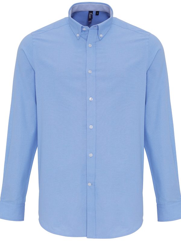 Oxford Blue Cotton-rich Oxford stripes shirt