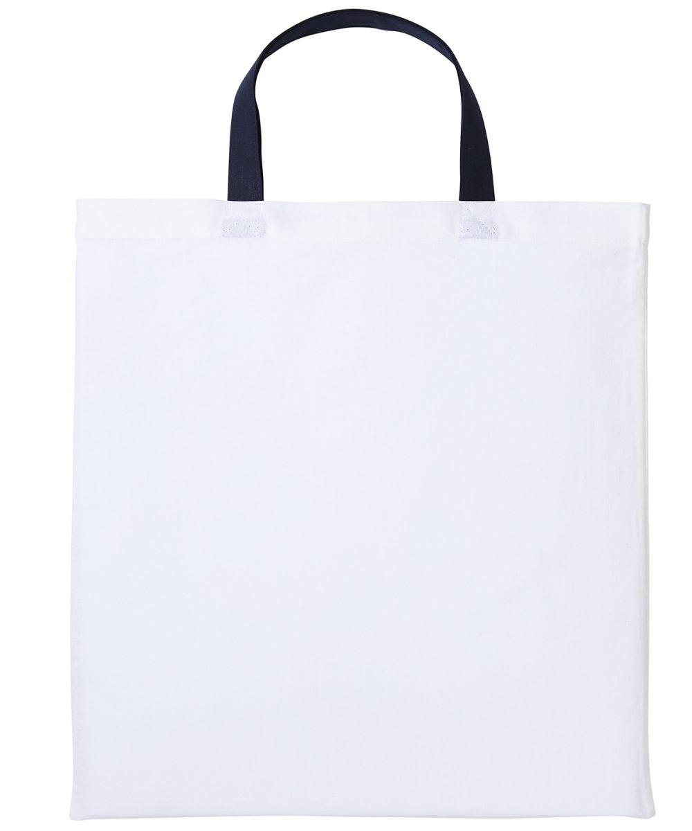 White/Oxford Navy Varsity cotton shopper short handle