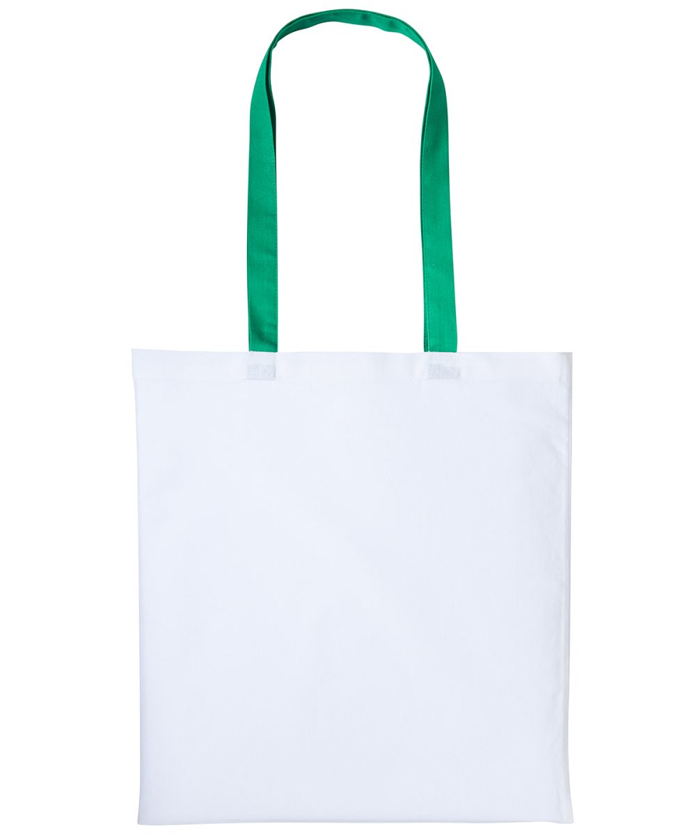 White/Kelly Green Varsity cotton shopper long handle