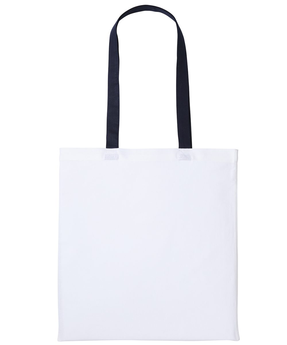 White/Oxford Navy Varsity cotton shopper long handle