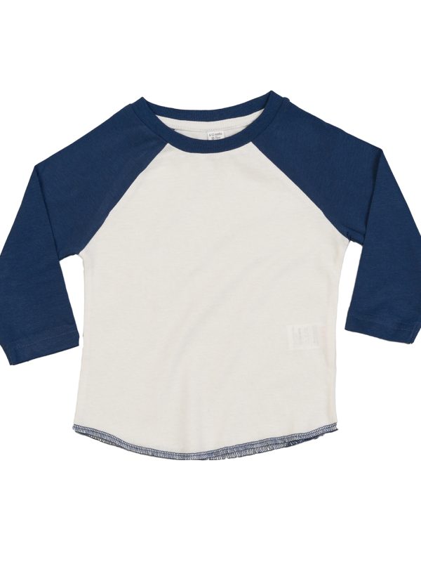 Organic Washed White/Swiss Navy Baby baseball T