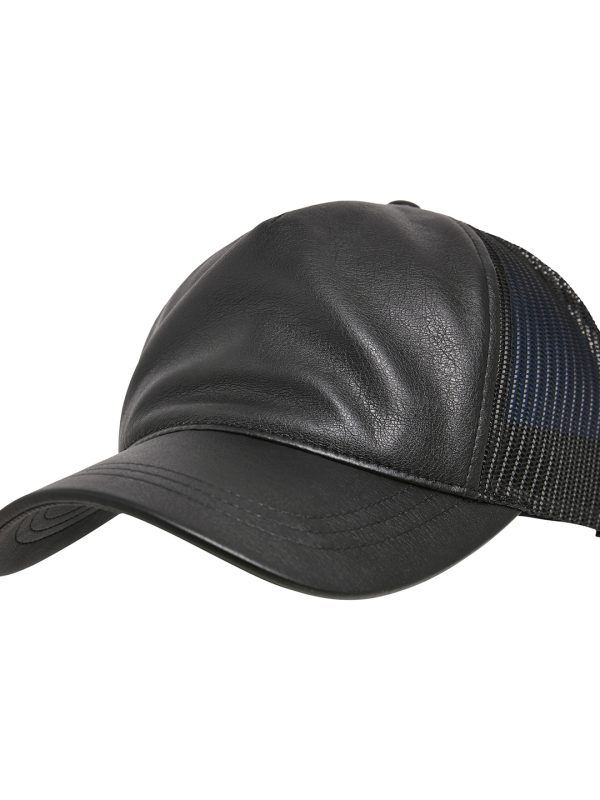 Black/Black Leather trucker