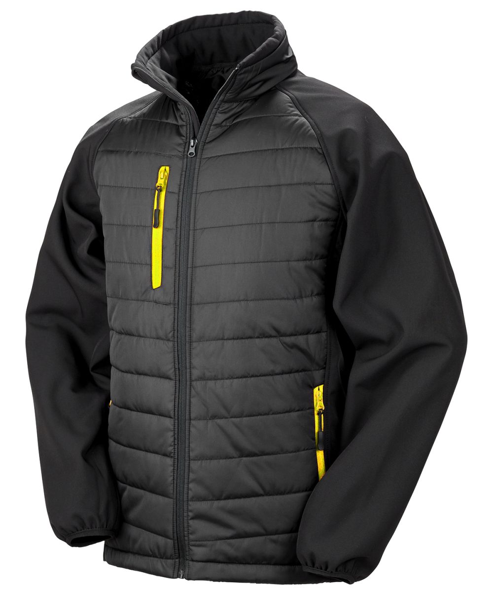 Black/Yellow Compass padded softshell jacket