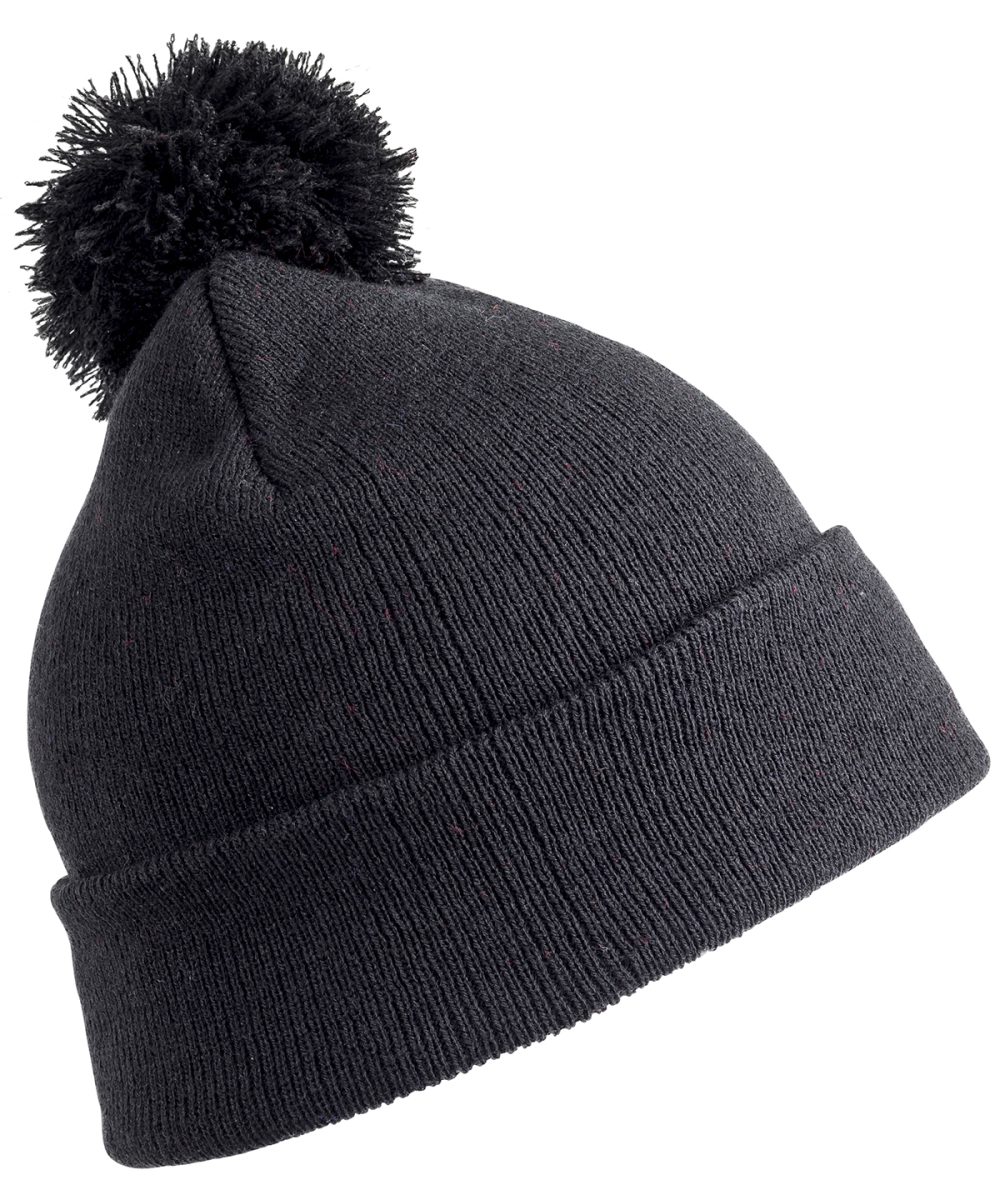 Black Junior pom pom beanie