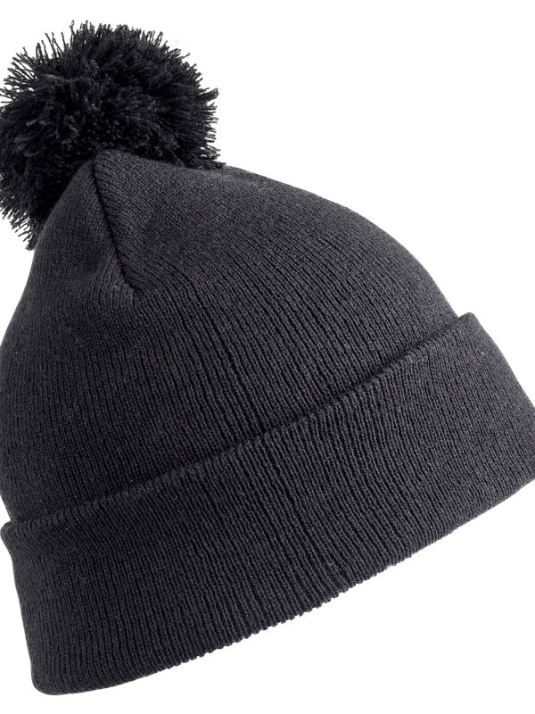 Black Junior pom pom beanie