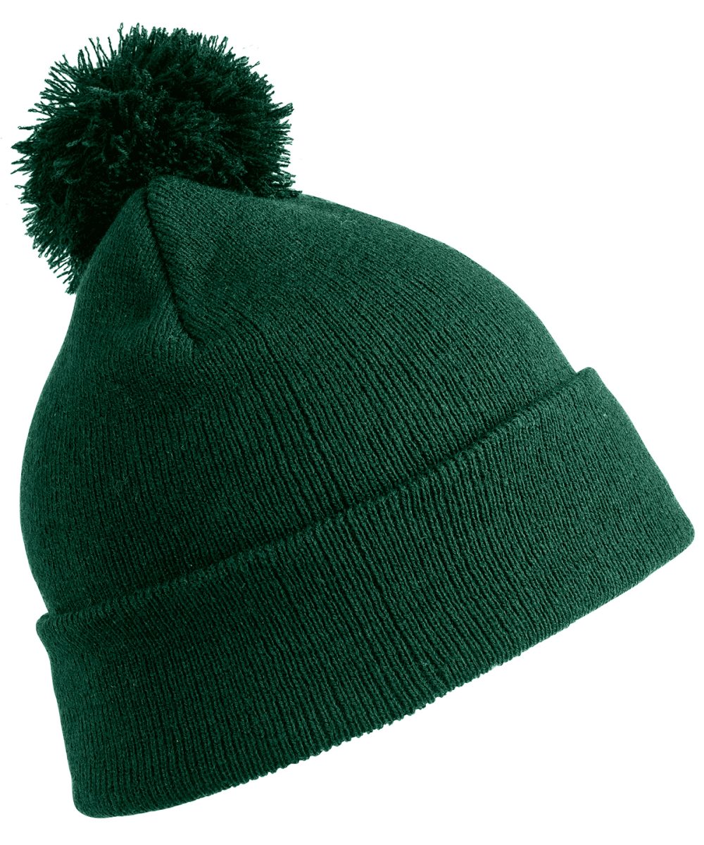 Bottle Green Junior pom pom beanie