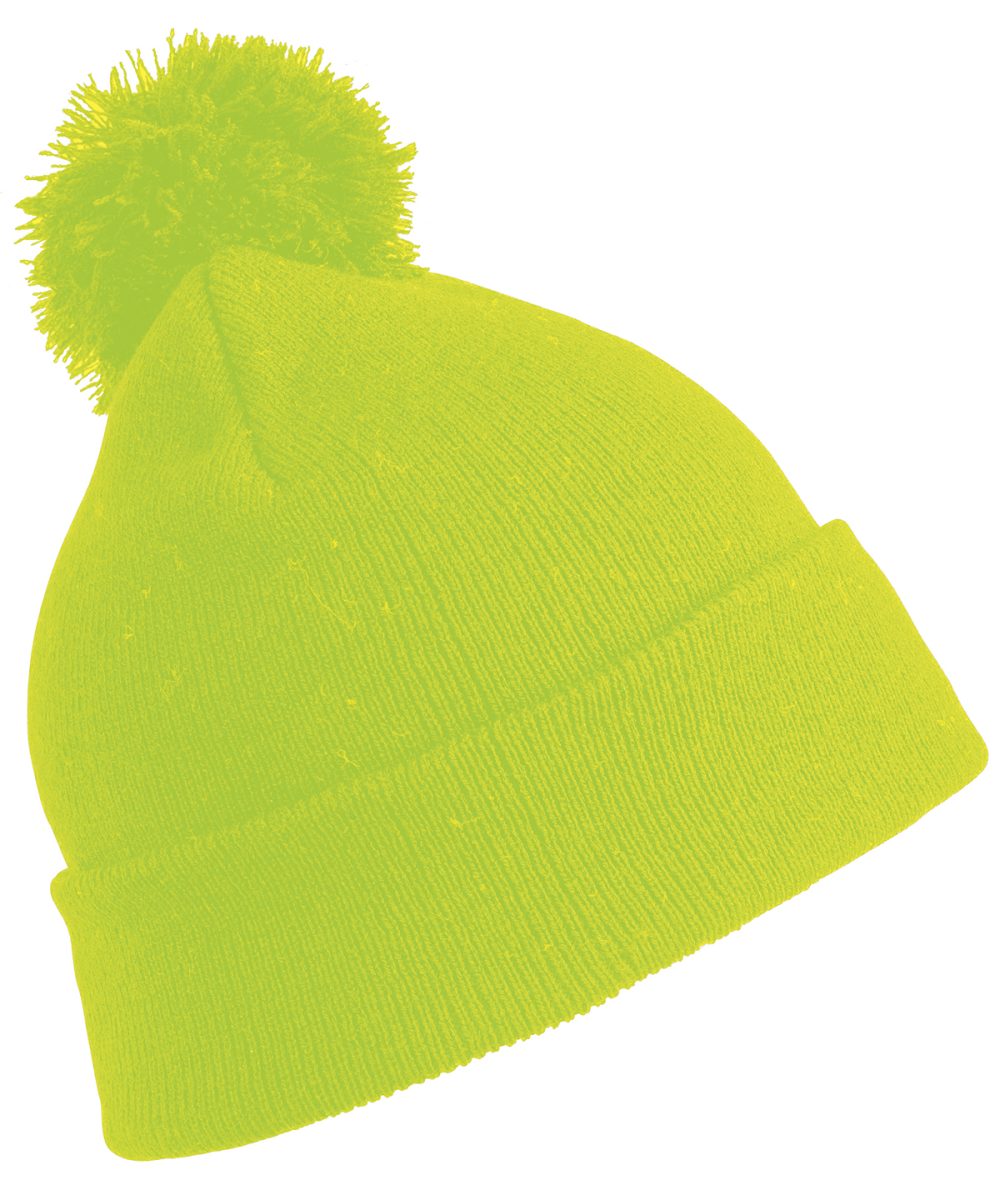 Flo Yellow Junior pom pom beanie