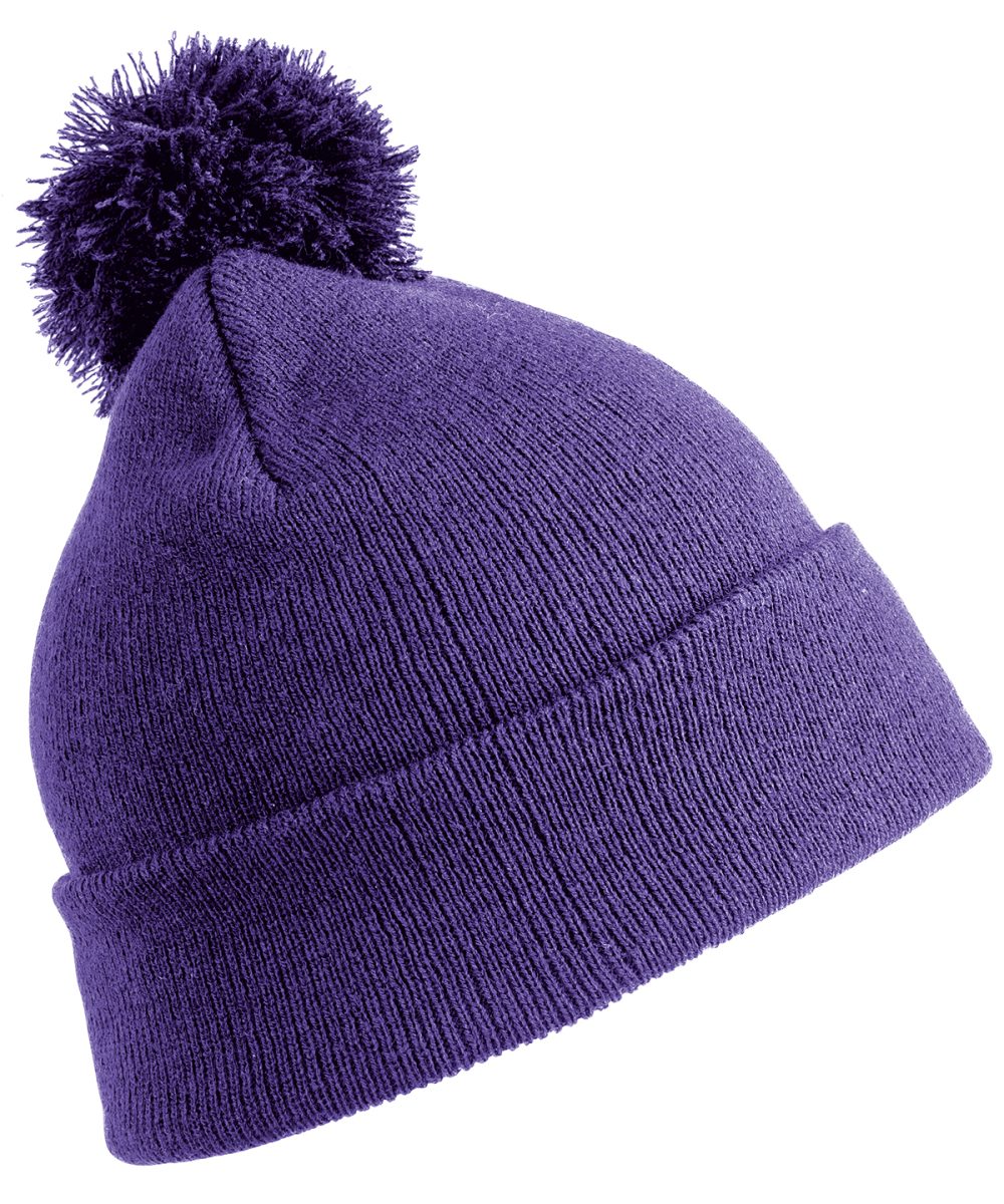 Purple Junior pom pom beanie