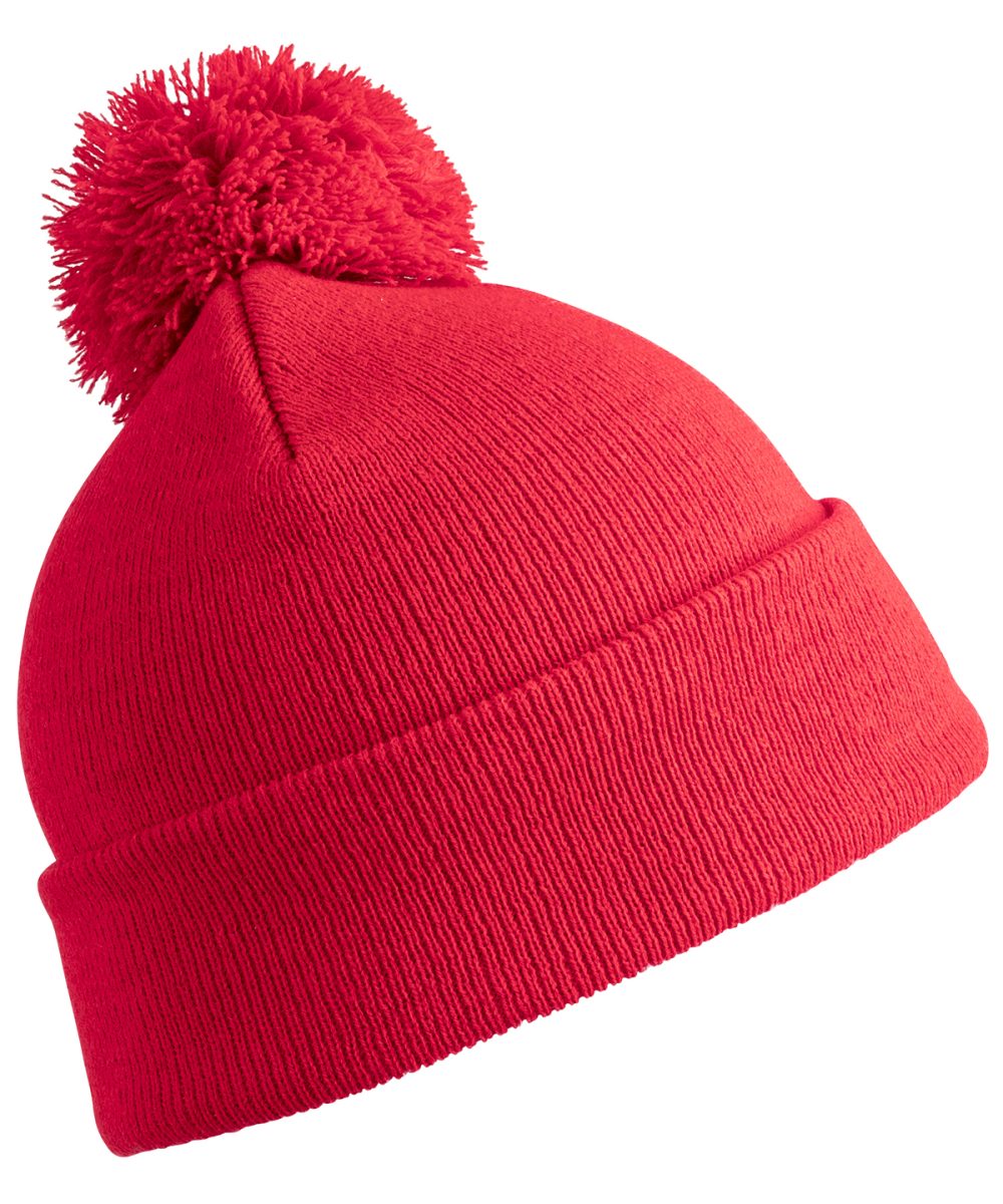 Red Junior pom pom beanie