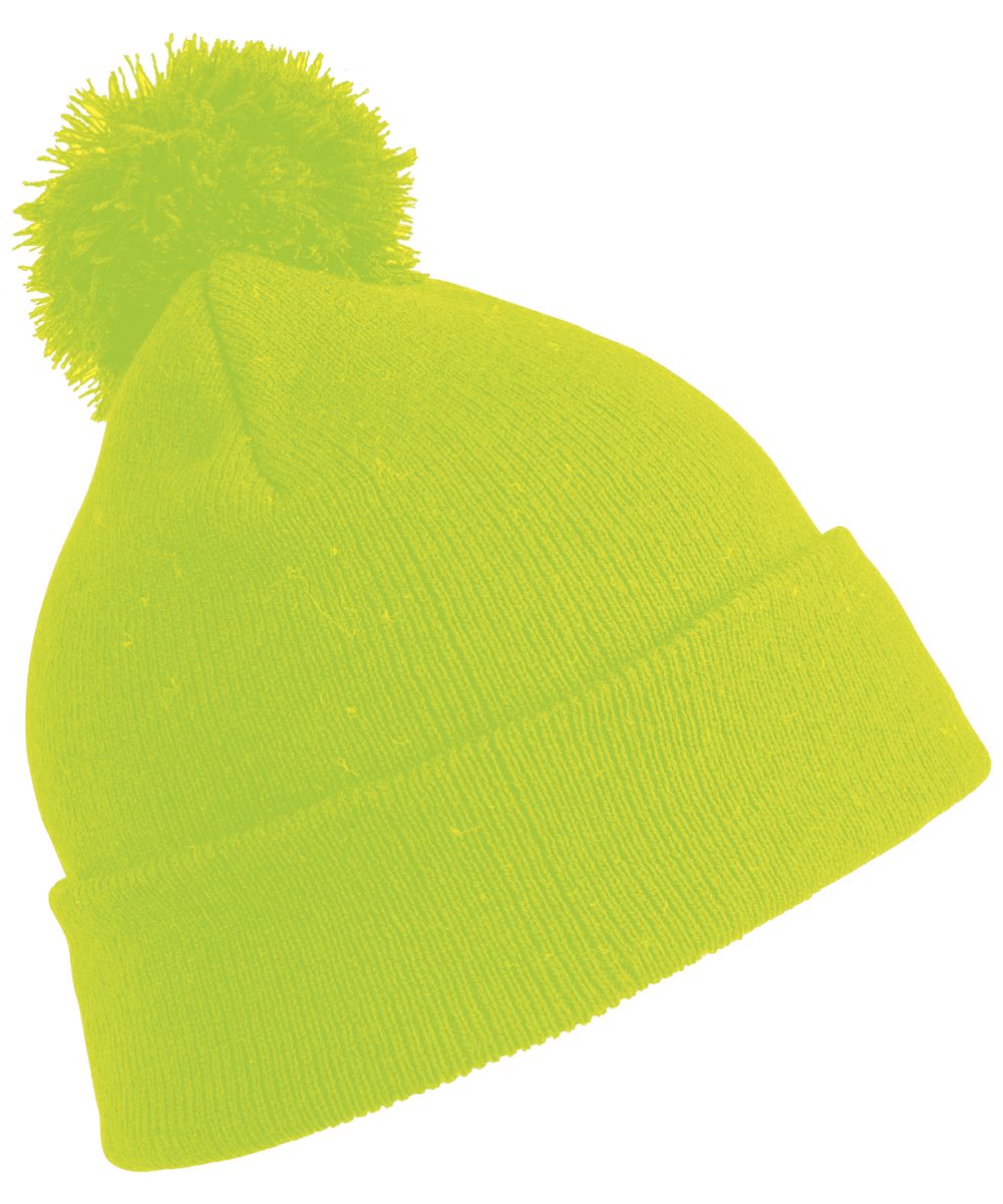 Flo Yellow Pom pom beanie