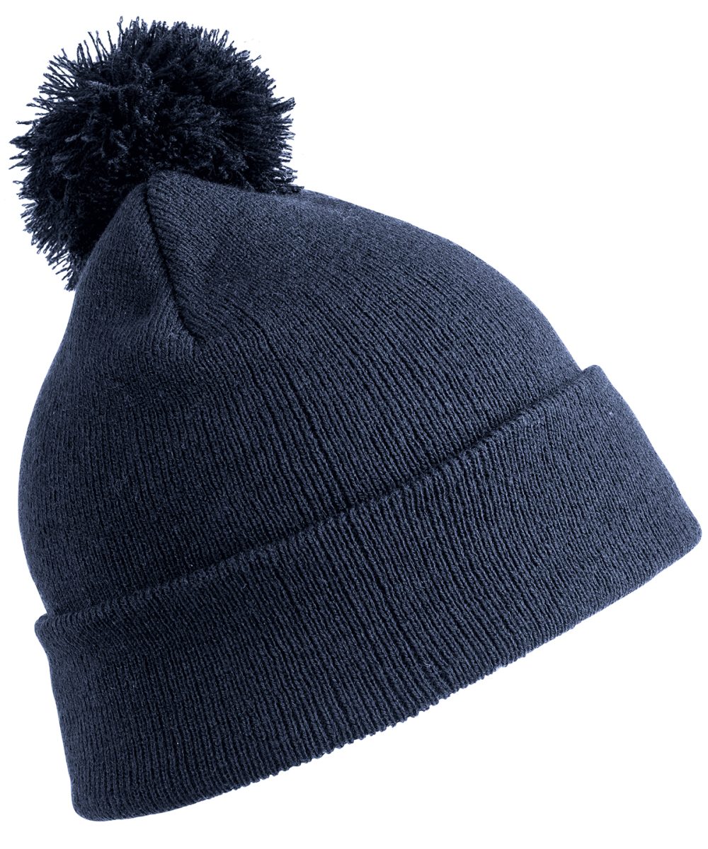 Navy Pom pom beanie