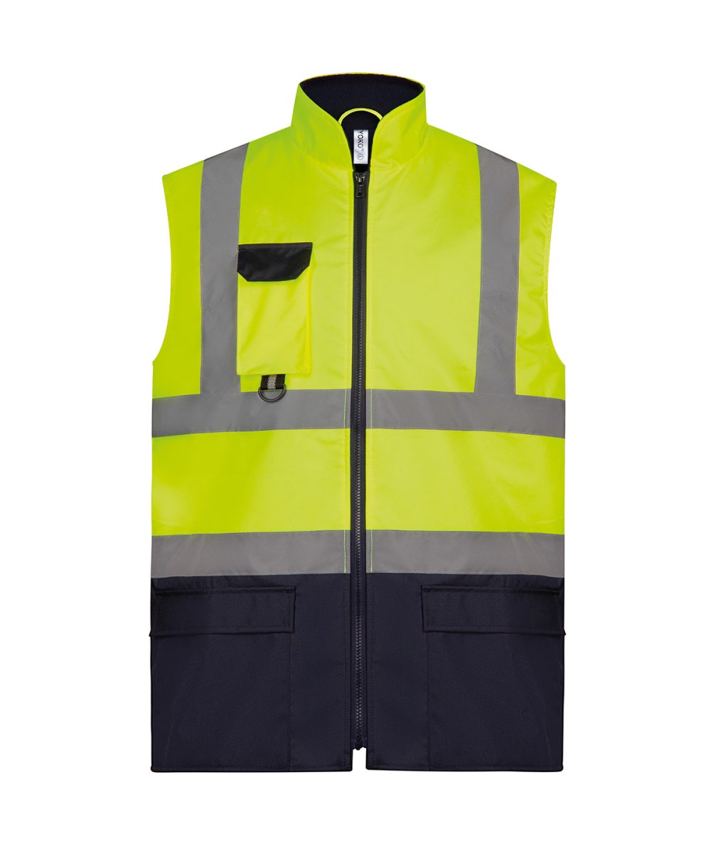 Yellow/Navy Hi-vis padded bodywarmer (HV005)