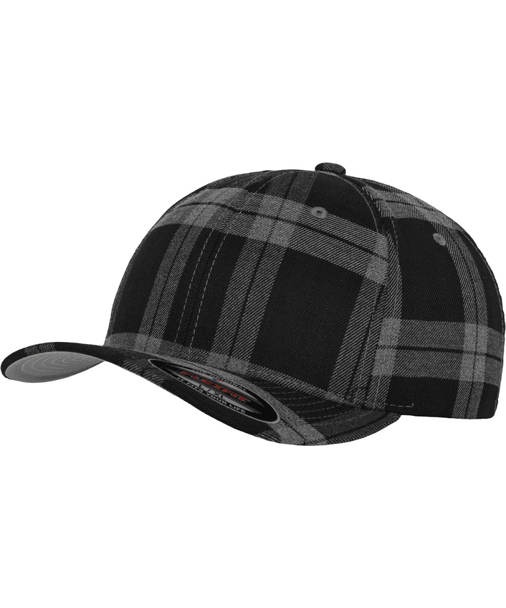 Black/Grey Flexfit tartan plaid (6197)