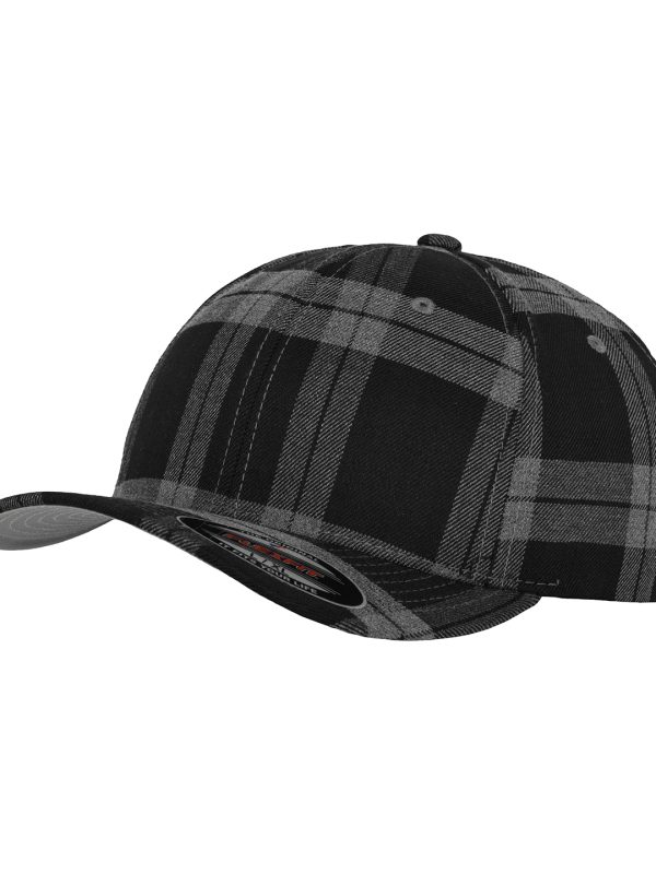 Black/Grey Flexfit tartan plaid (6197)