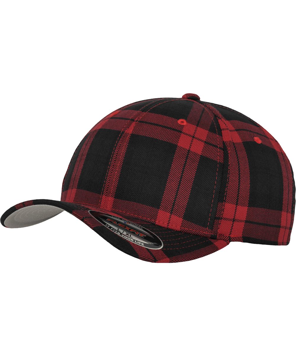 Black/Red Flexfit tartan plaid (6197)