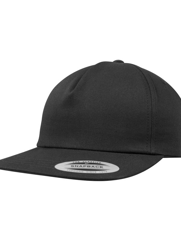 Black Unstructured 5-panel snapback (6502)