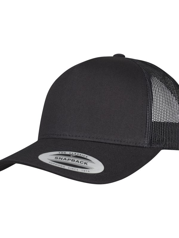 Black 5-Panel retro trucker cap (6506)