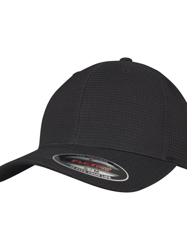 Black Flexfit hydro-grid stretch cap (6587)