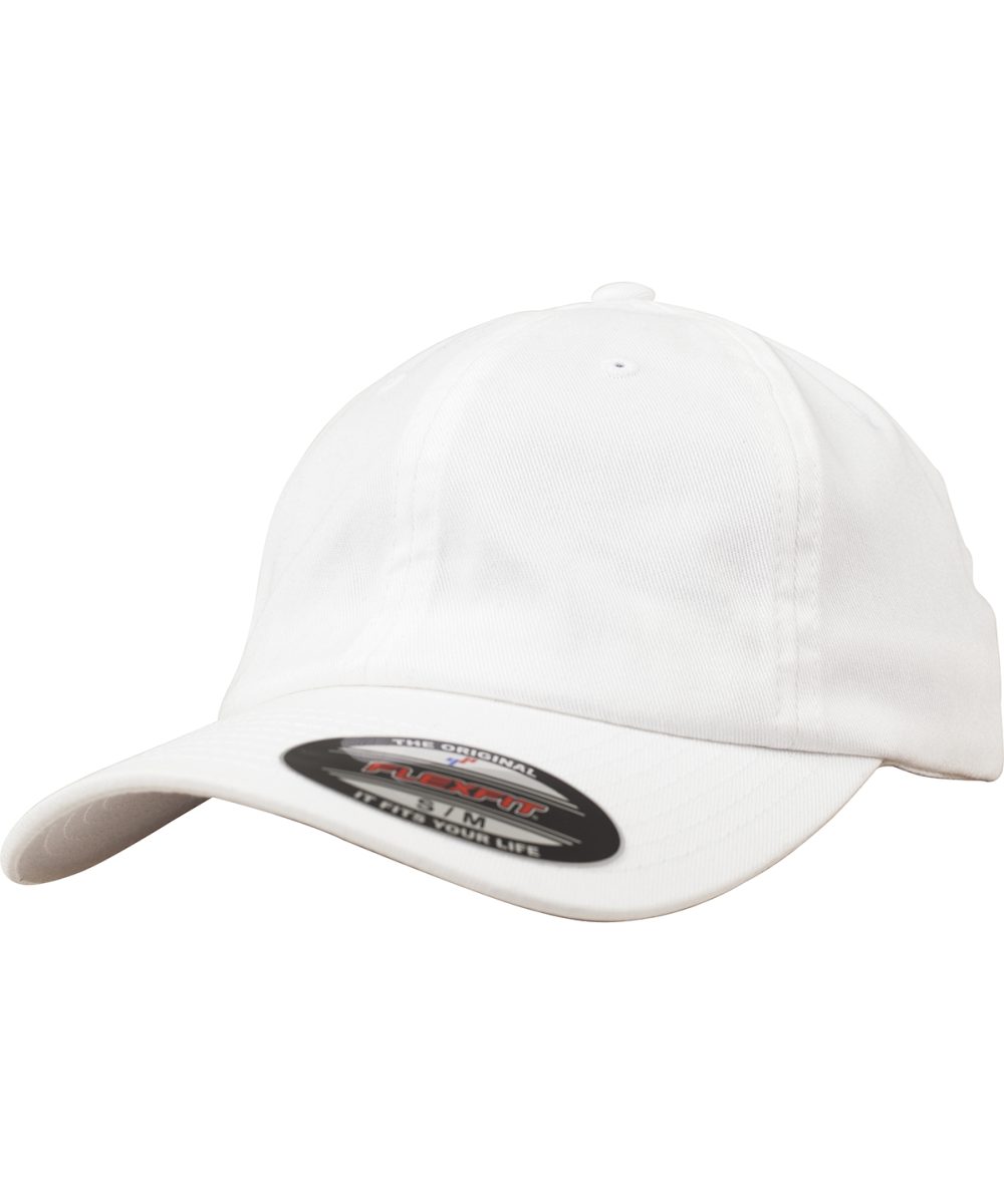 White Flexfit cotton twill dad cap (6745)