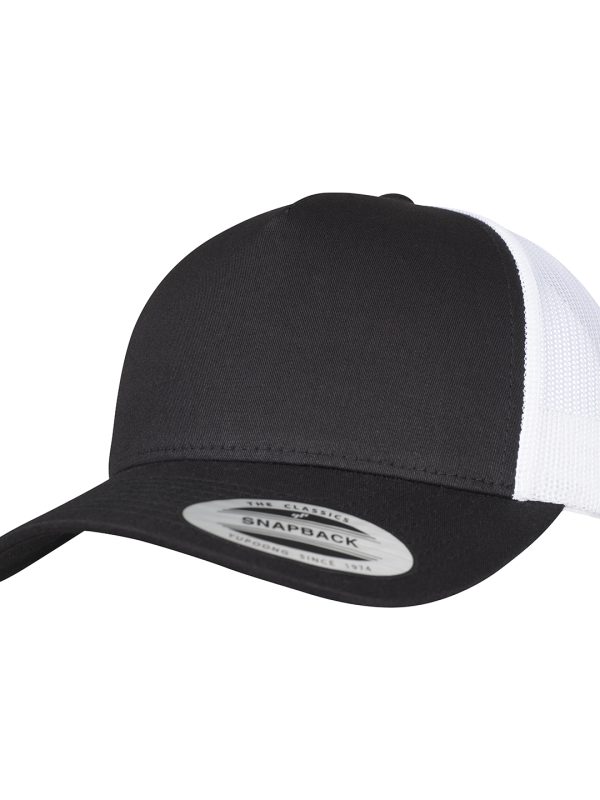 Black/White 5-panel retro trucker 2-tone cap (6506T)