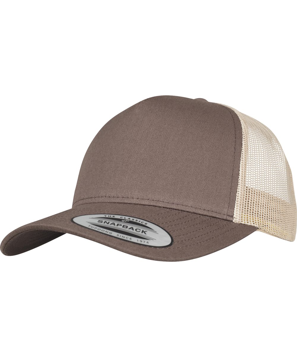 Brown/Khaki 5-panel retro trucker 2-tone cap (6506T)