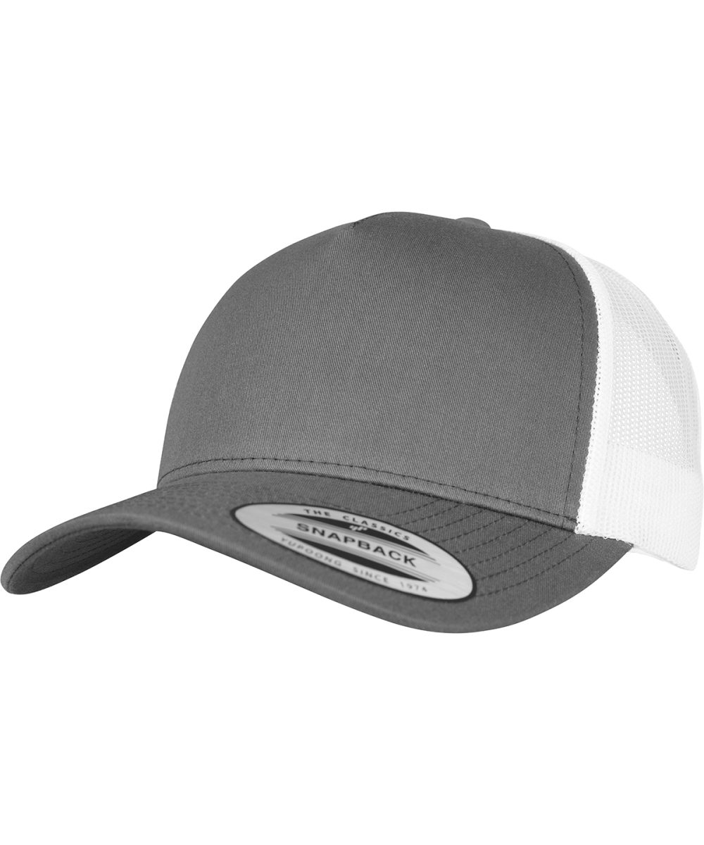 Charcoal/White 5-panel retro trucker 2-tone cap (6506T)