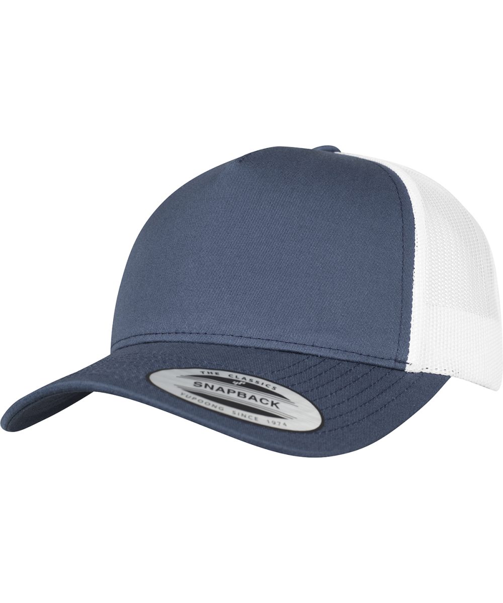 Navy/White 5-panel retro trucker 2-tone cap (6506T)