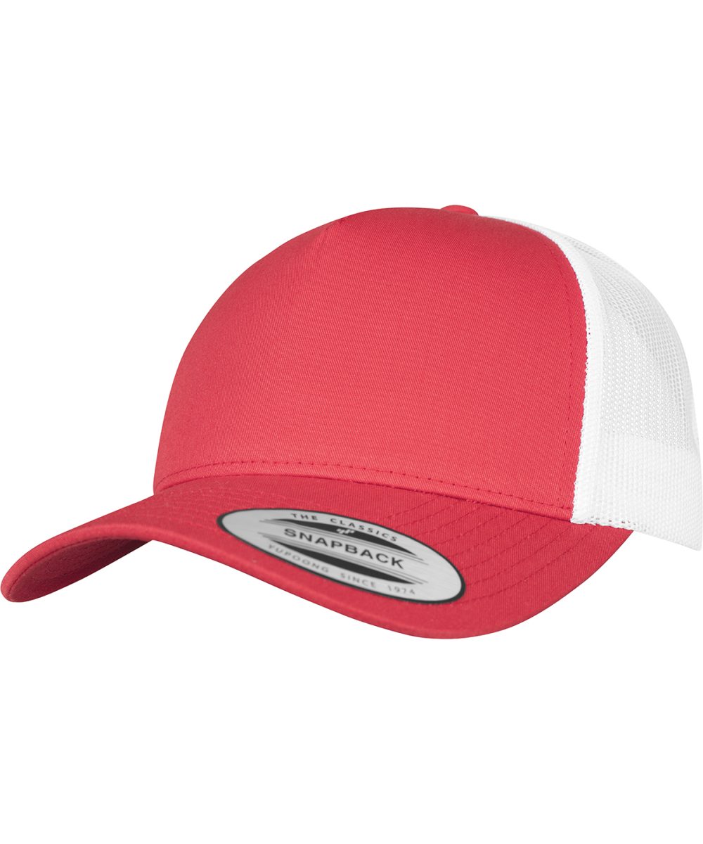 Red/White 5-panel retro trucker 2-tone cap (6506T)