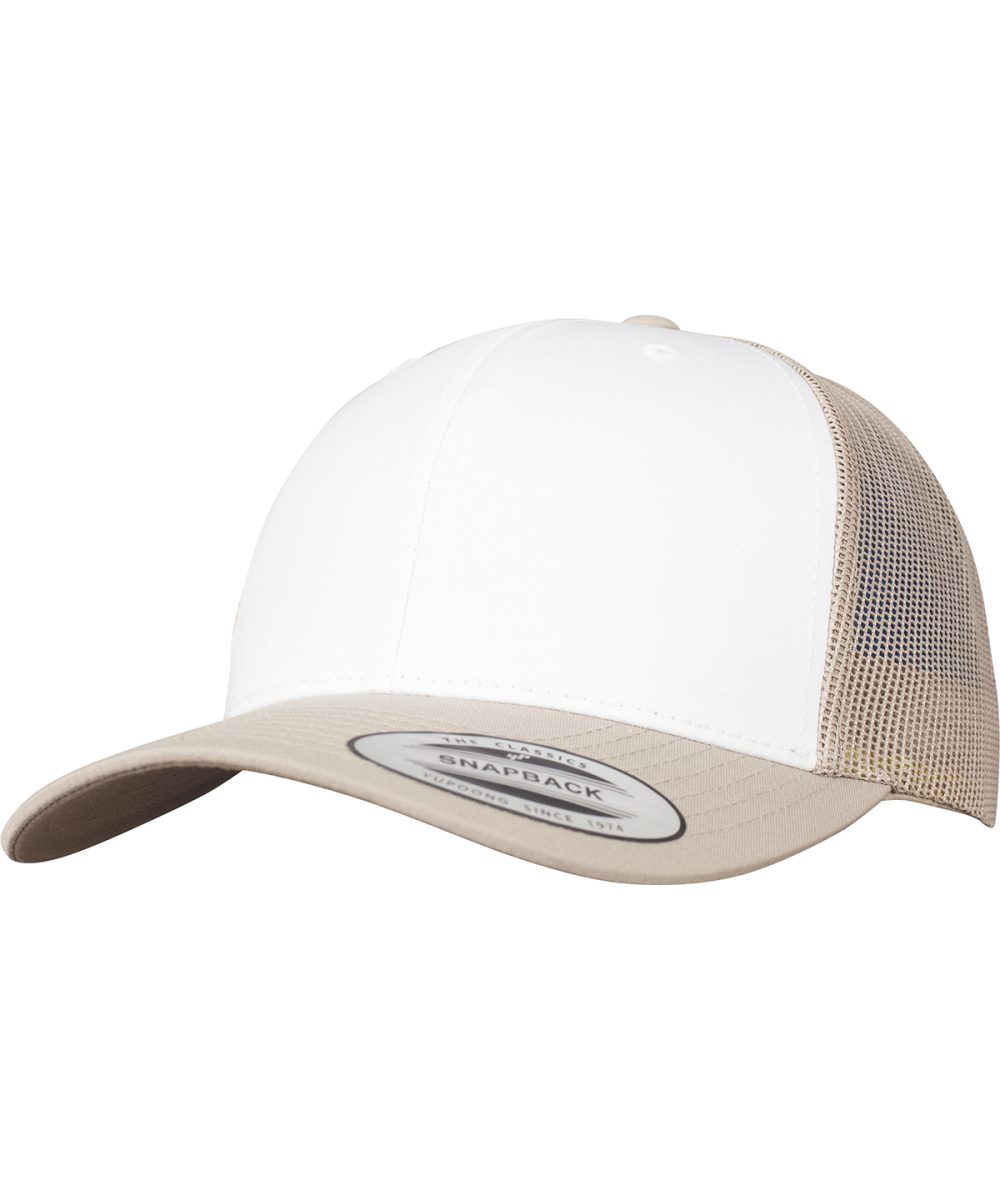 Khaki/White/Khaki Retro trucker coloured front (6606CF)