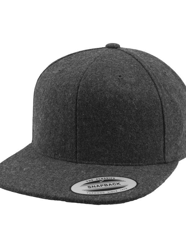 Dark Grey Melton wool snapback (6689M)