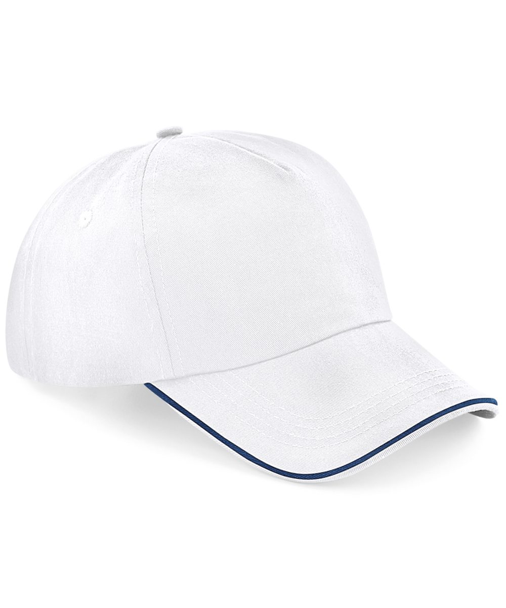 White/French Navy Authentic 5-panel cap - piped peak