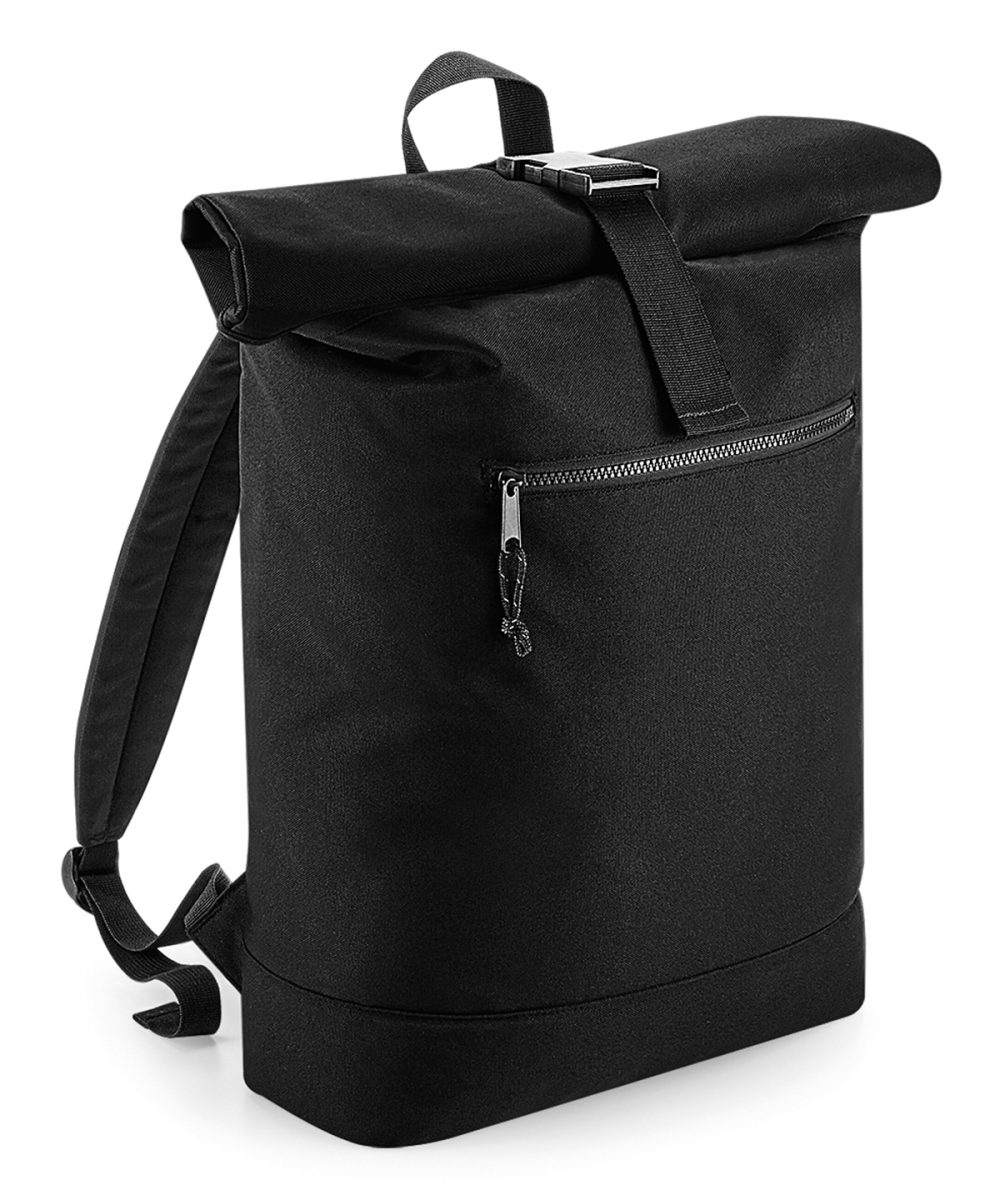 Black Recycled rolled-top backpack