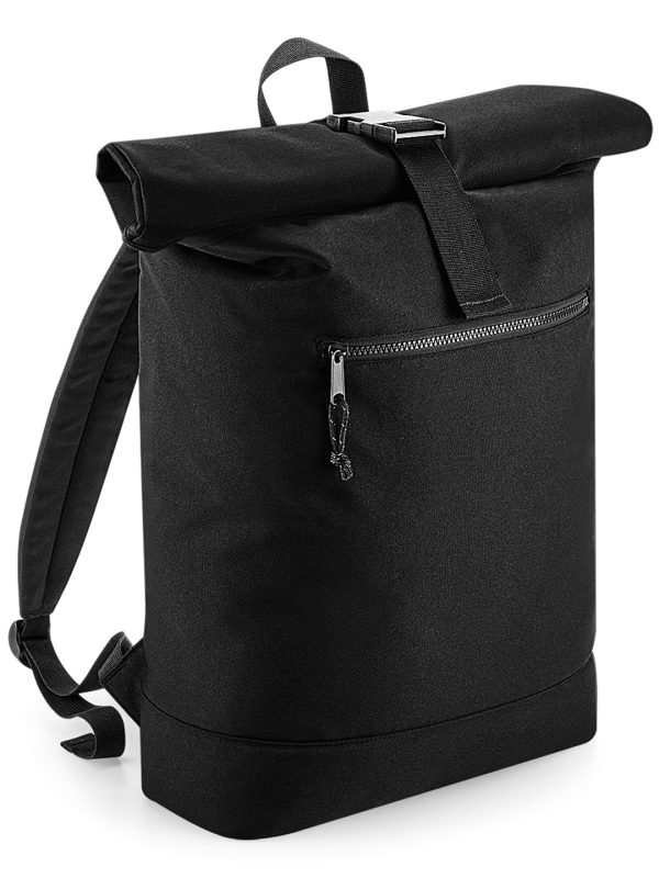 Black Recycled rolled-top backpack