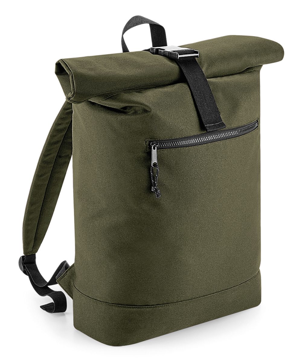 Military Green Recycled rolled-top backpack