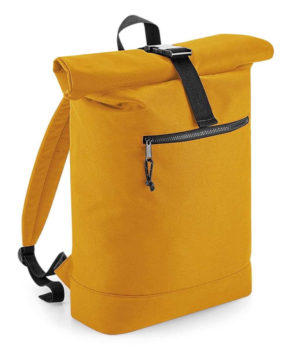 Mustard Recycled rolled-top backpack