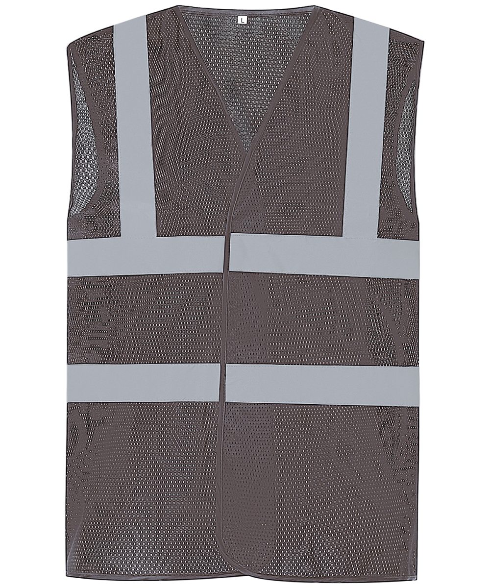 Grey Top cool open mesh 2-band-and-braces waistcoat (HVW120)