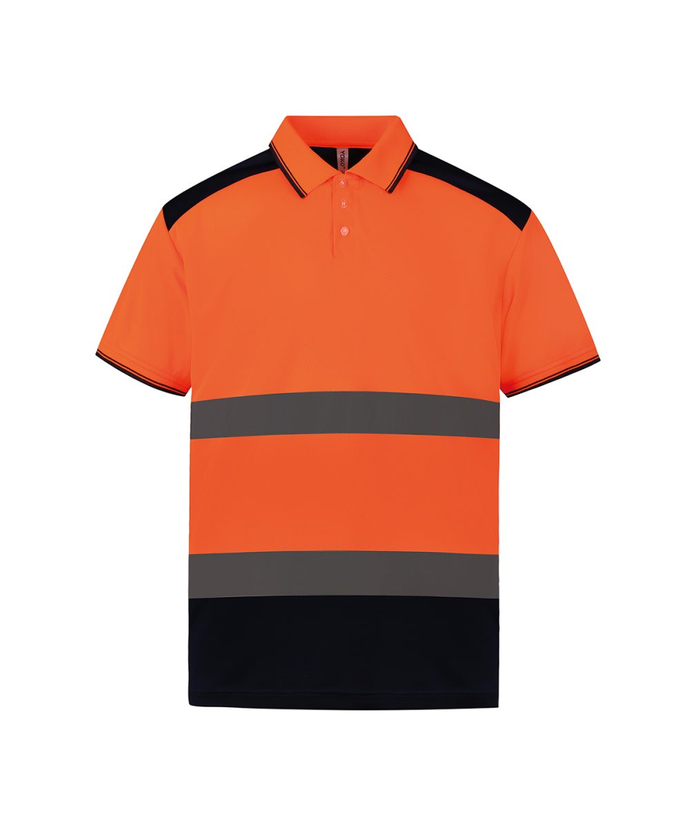 Orange/Navy Hi-vis two-tone polo shirt (HVJ220)