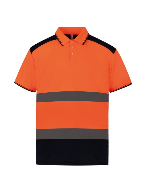 Orange/Navy Hi-vis two-tone polo shirt (HVJ220)