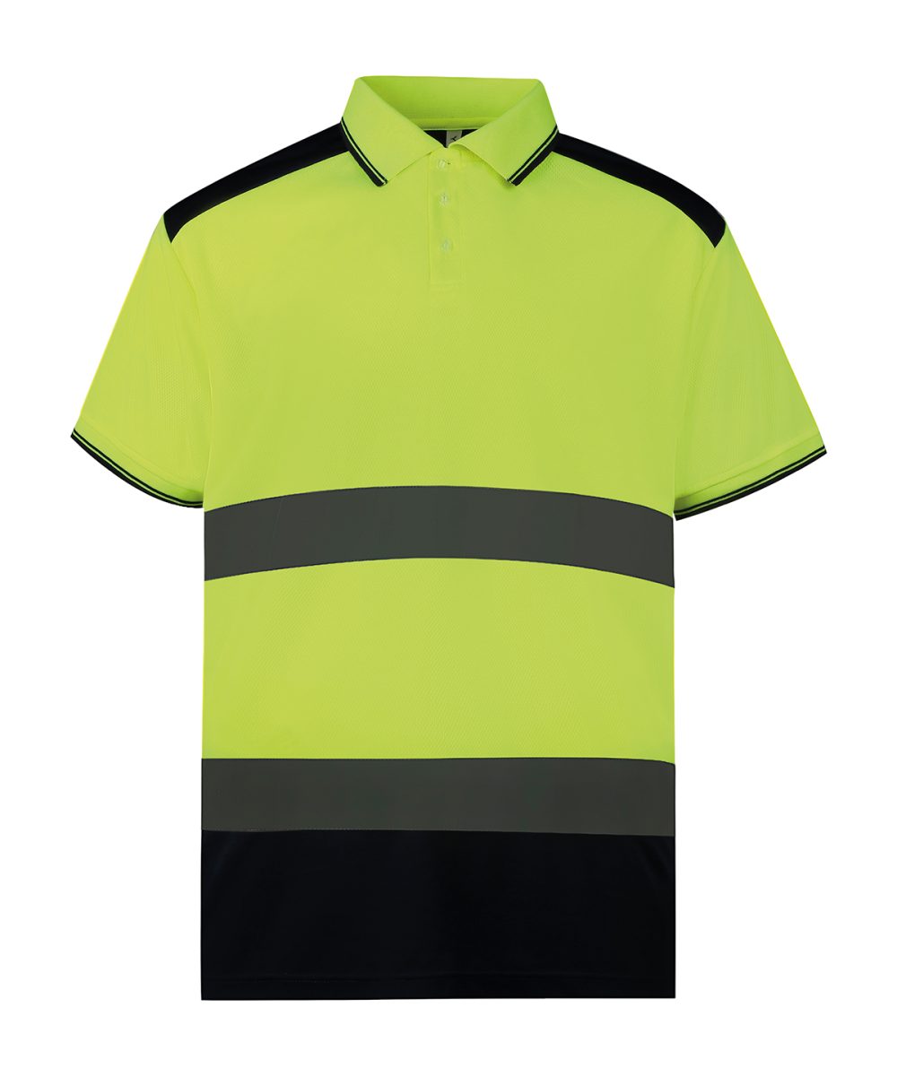 Yellow/Navy Hi-vis two-tone polo shirt (HVJ220)