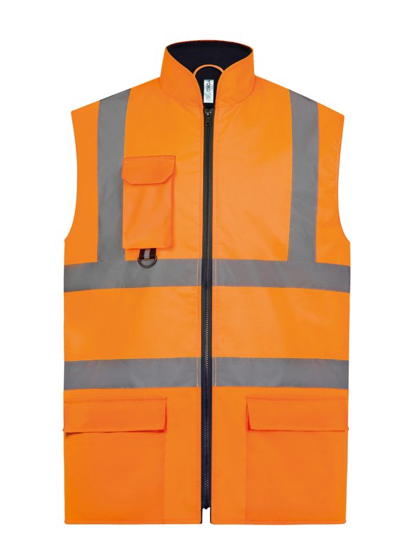 Orange Hi-vis padded bodywarmer (HV005)