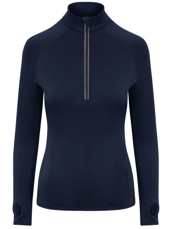 French Navy Women's Cool Flex long half-zip top