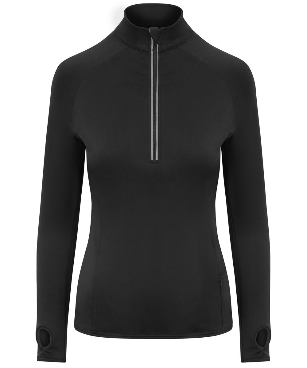 Jet Black Women's Cool Flex long half-zip top